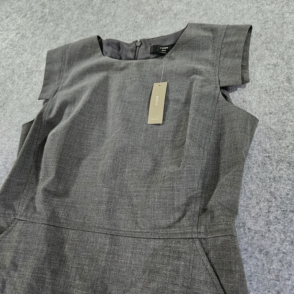 J.Crew Gray Wool Blend Cap Sleeve Sheath Dress Pockets C9102 Size 6 NEW